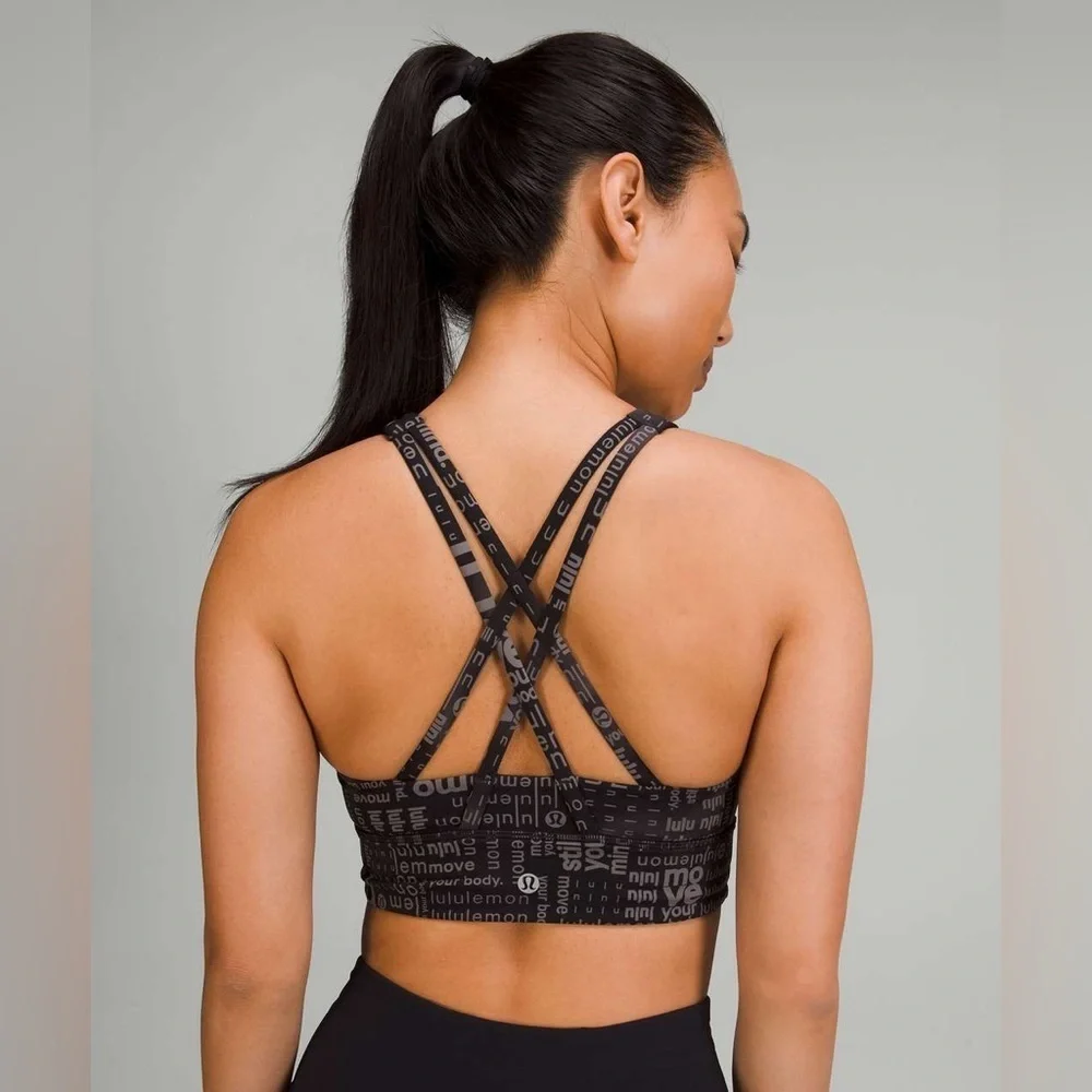 Lululemon Energy High-Neck Longline Bra in Lululemon Ombre Black Multi Size 6